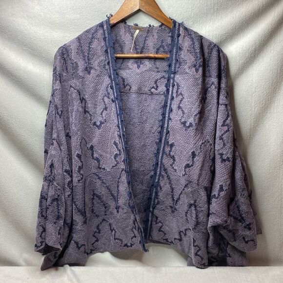 Free People Purple open front knit cardigan size small - Picture 1 of 6